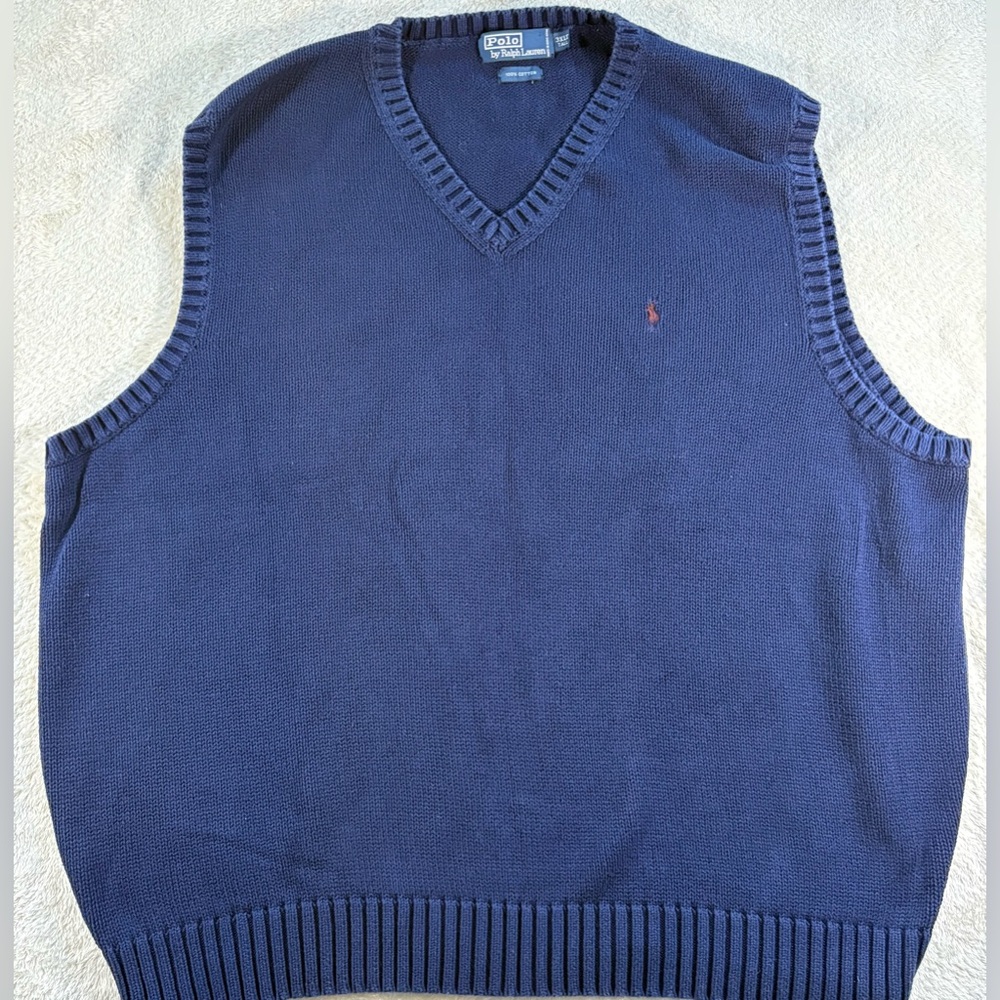 Polo Ralph Lauren Men's V-Neck Navy Sweater Vest (3XLT)